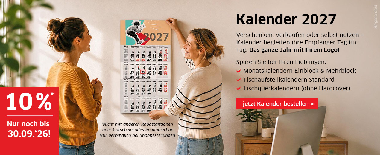 Bedrucken Sie Ihre Kalender mit 10 % Rabatt!